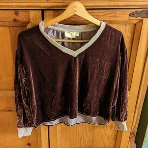 Velour Cropped V, raisin, Nation LTD, women's  small